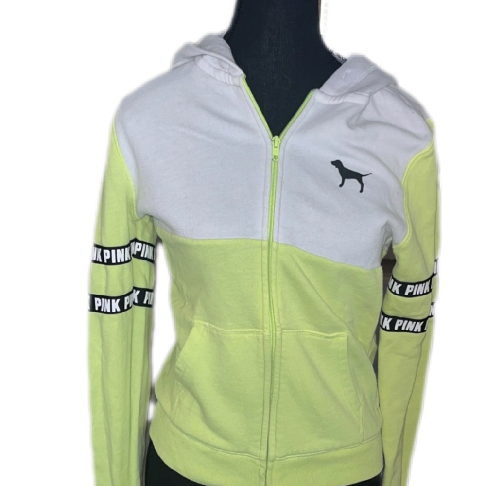 PINK Victoria's Secret Two-Tone Yellow and White Hoodie